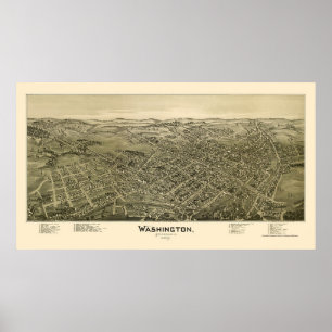 Pôster Washington, mapa panorâmico do PA - 1897