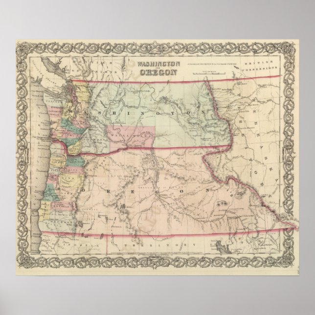 Pôster Washington, Oregon e Idaho e Montana (Frente)