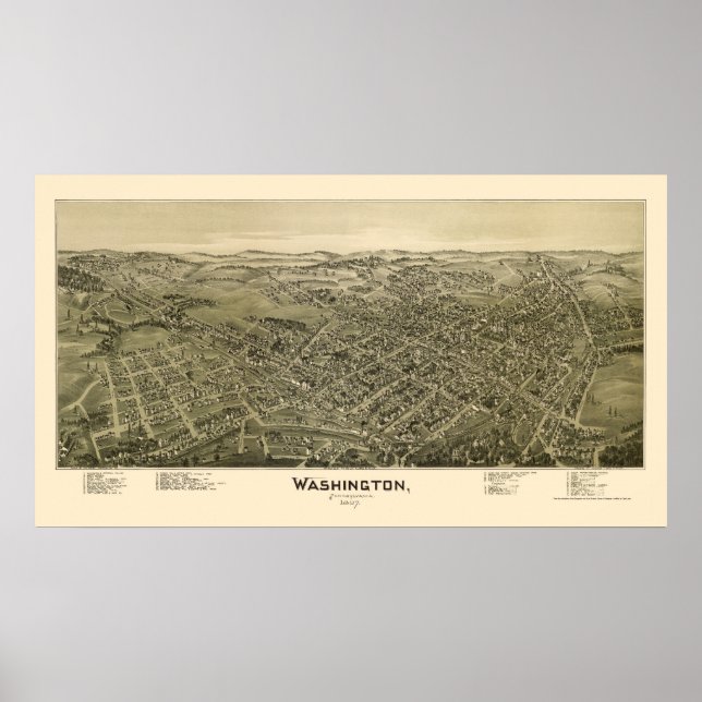 Pôster Washington, PA Panorâmica - 1897 (Frente)