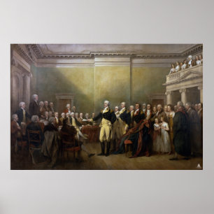 Pôster Washington que renuncia sua comissão John Trumbul