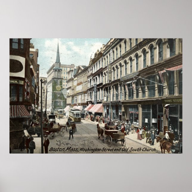 Poster Washington Rua Boston 1905 Vintage (Frente)