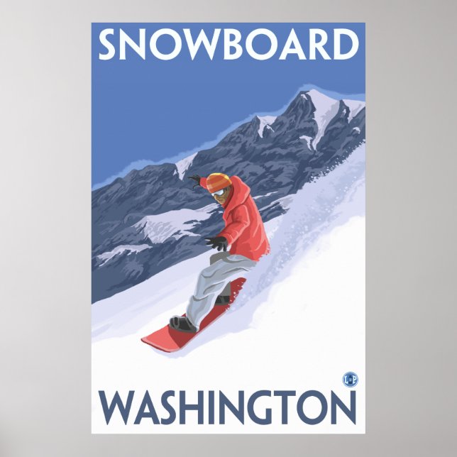 Pôster Washington - Snowboard (Frente)