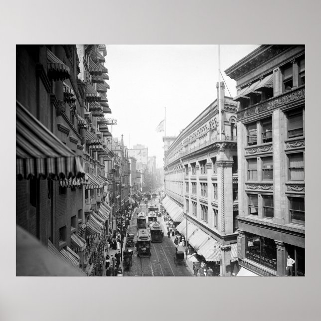 Pôster Washington Street, Boston, Massachusetts: 1906 (Frente)