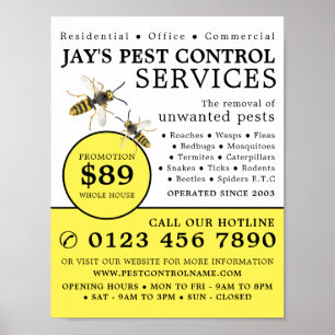 Poster Wasp, Anúncios De Controle De Pest