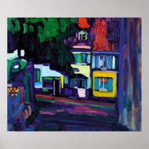 Poster Wassily Kandinsky - Casas em Murnau no Obermarkt