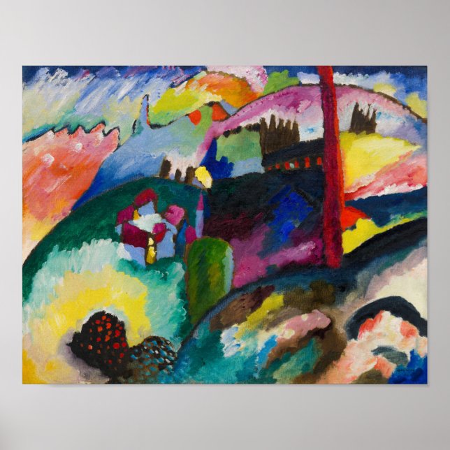 Poster Wassily Kandinsky: Paisagem com Chaminé Fábrica (Frente)