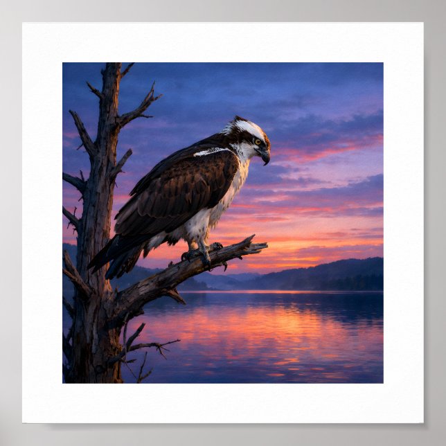 Poster Watcher of the Water – Osprey at Dusk (Frente)