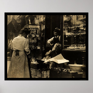 Pôster Watchmaker italiano em Nova Iorque 1912