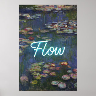 Poster Water Lilies Remix – Neon “FLOW” Wall Art & Gifts