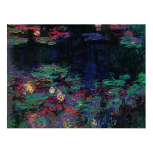 Pôster WATER LILIES VERDE POND Claude Monet Dark Floral