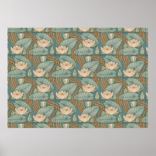 Poster Water Lily Art Nouveau Nature