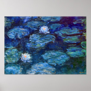 Pôster Water Lily Pond em azul por Claude Monet Fine Art