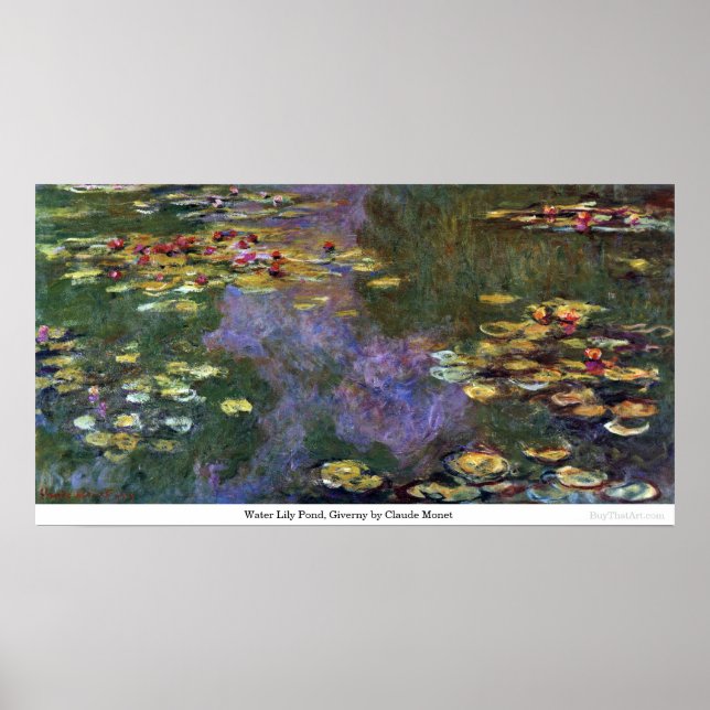 Pôster Water Lily Pond, Giverny, por Claude Monet (Frente)