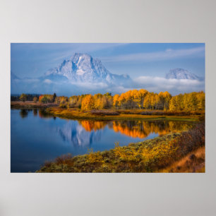 Poster Water Oxbow Bend Jackson Wyoming