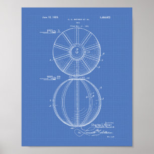 Pôster "Water Polo Ball 1923 Patent Art Blueprint"