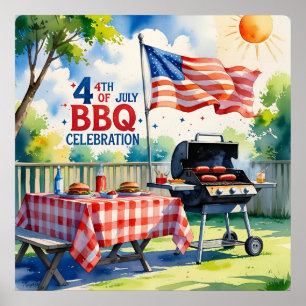 Poster Watercolor 4.o do CHURRASCO de julho