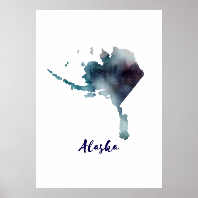Pôster Watercolor Alaska Estados Unidos (Frente)