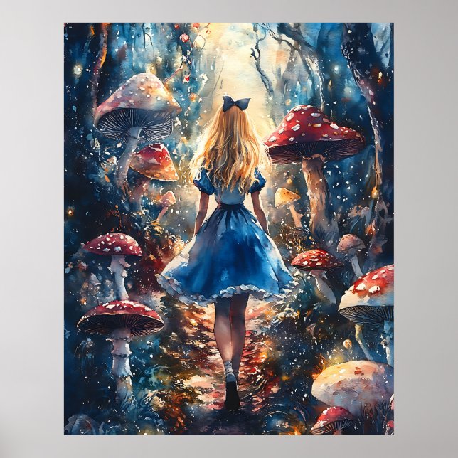 Poster Watercolor Alice in Wonderland (Frente)