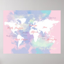watercolor atlas . map of the world geographic