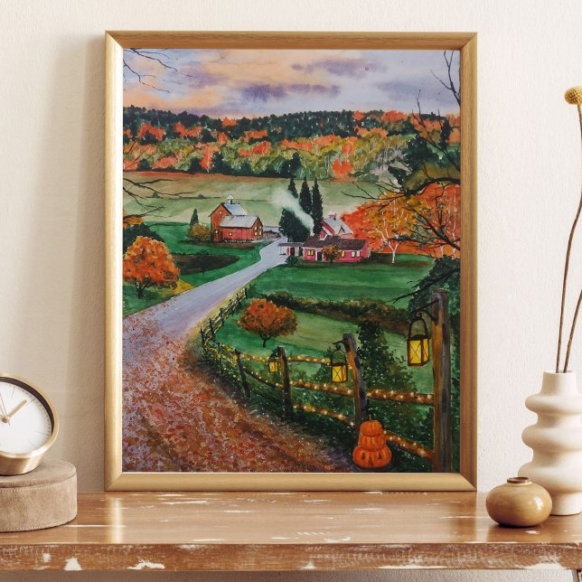Poster Watercolor Autumn Halbetween Country (Criador carregado)