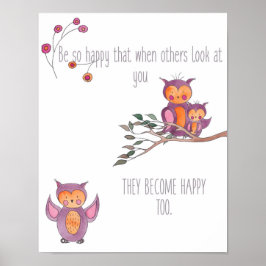 Poster Watercolor Baby Owl Nursery Wall Art