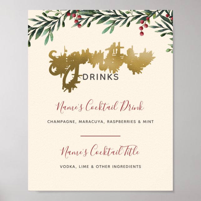 Poster Watercolor Berries Signature Bebe Sinal De Casamen (Frente)