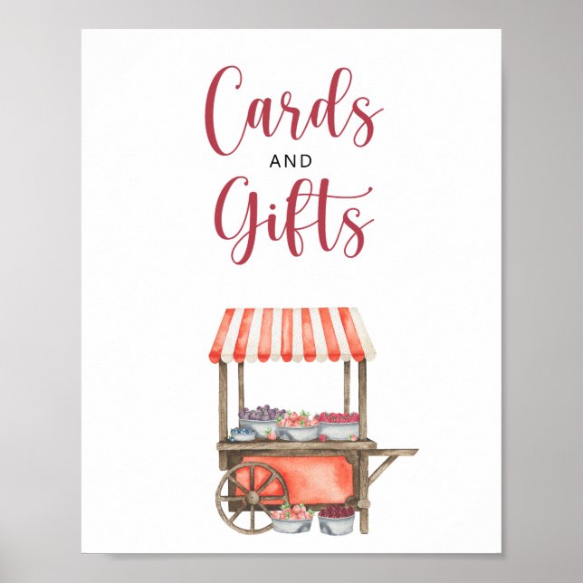 Poster Watercolor berry cards and gifts baby shower (Frente)