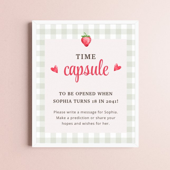 Poster Watercolor Berry First Birthday Time Capule (Criador carregado)