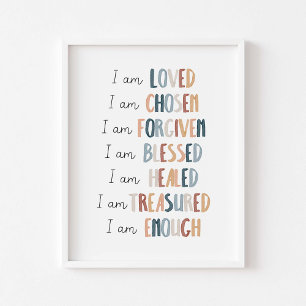 Poster Watercolor boho Christian Children afirmation post