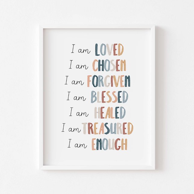 Poster Watercolor boho Christian Children afirmation post (Criador carregado)