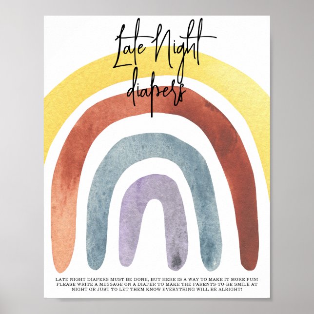 Poster Watercolor Boho Rainbow Late Night fralda (Frente)