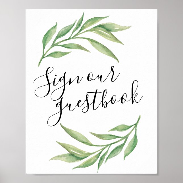 Poster Watercolor Botanical Deixa Guestbook - Sinal de Ca (Frente)