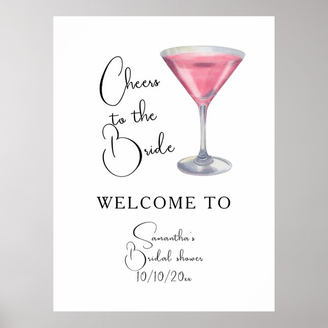Poster Watercolor Bridal shower Welcome  (Frente)