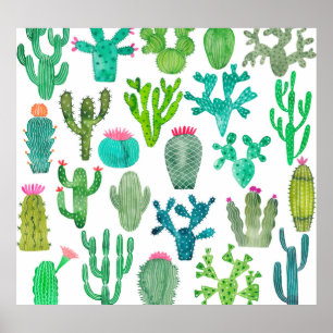 Poster Watercolor Cactus Set: Coleção Artística