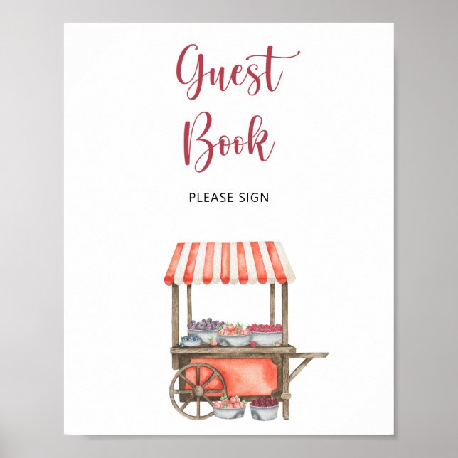 Poster watercolor cart berry \ Guest book (Frente)