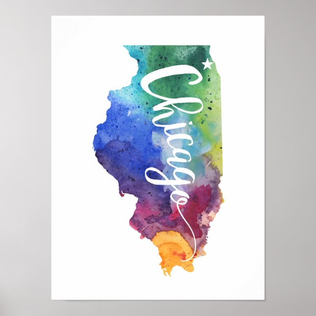 Poster Watercolor Chicago (Frente)