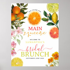Poster Watercolor Citrus Floral Chá de panela Brunch Arch