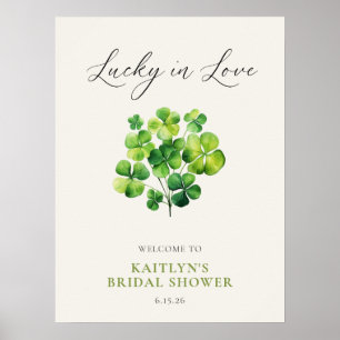 Poster Watercolor Clover Lucky In Love Chá de panela Sina