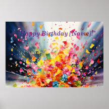 Watercolor Confetti Explosion Banne Birthday
