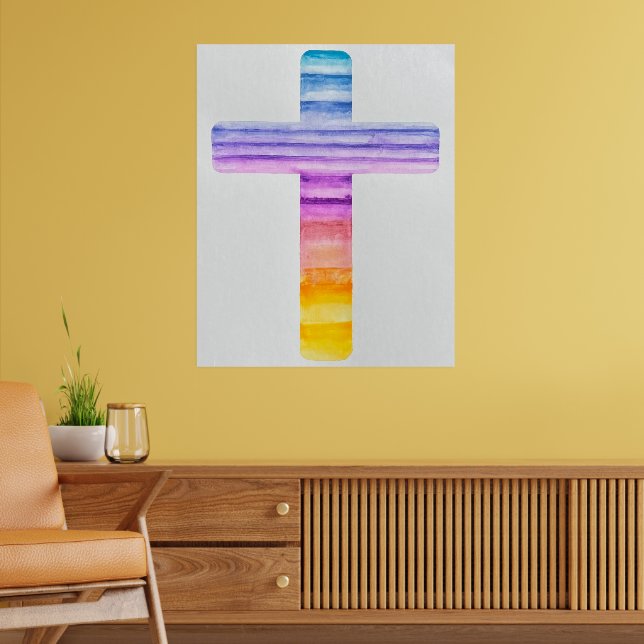 Poster Watercolor Cross/ Cross Art/ Christian Art/ Jesus (Sala de Estar 2)