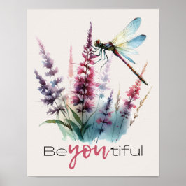 Poster Watercolor Dragonfly Beyoutiful Inspirational Art