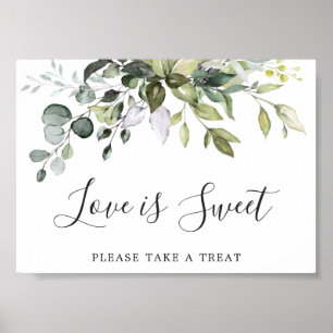 Poster Watercolor Eucalyptus Wedding Love is Sweet Sign