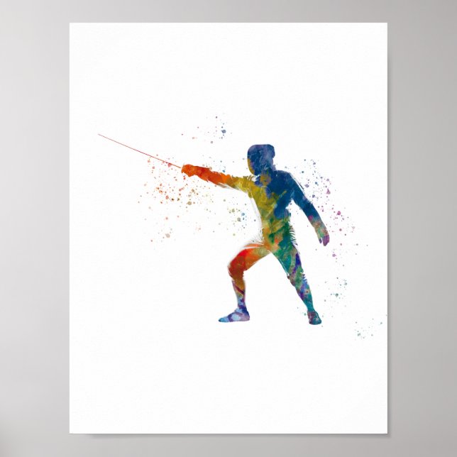 Poster watercolor fencing (Frente)