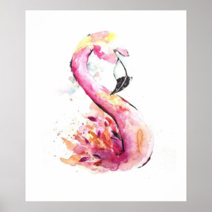 Poster Watercolor Flamingo Print Art   Funny Flamingo