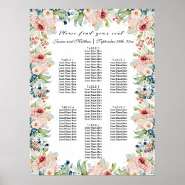 Poster Watercolor Floral 7 Mesas Casamento