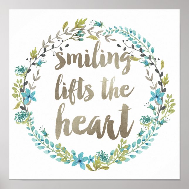 Poster Watercolor Floral Calligraphy Quote (Frente)