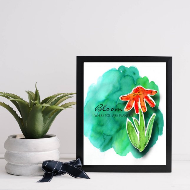 Poster Watercolor Floral Inspirational Cutout Collage (AN inspiring message for a new home, or anyone needing a little bit of positivity)