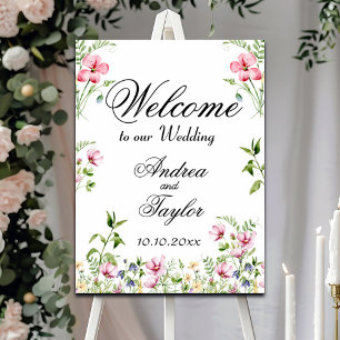 Poster Watercolor Flores Selvagens Sinal de Boas-Vindas P