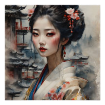 Watercolor Geisha n.o 8