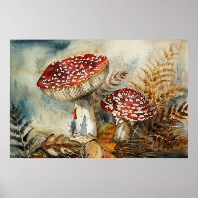 Poster watercolor gnome (Frente)